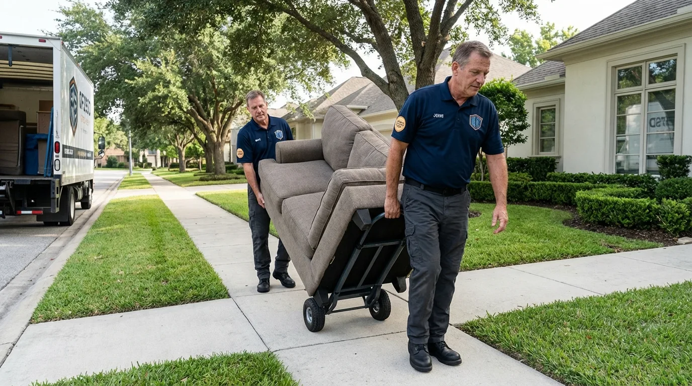 Local residential moving crew loading furniture in Superior, AZ